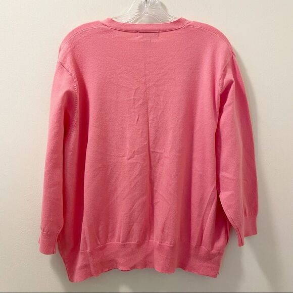 Dress Barn Pink V-neck 3/4 Sleeve Cardigan - Size 14/16 - Picture 3 of 5
